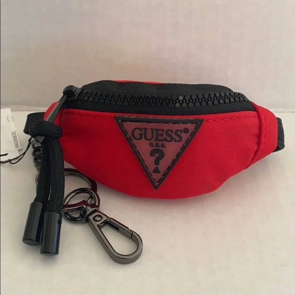 New GUESS RED MINI FANNY PACK KEYCHAIN